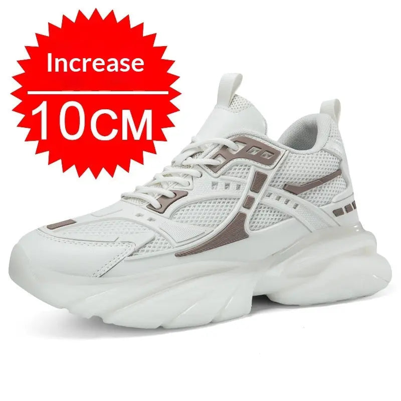 Autumn Winter Mesh Breathable Invisible Height-Boosting Casual Sneakers.