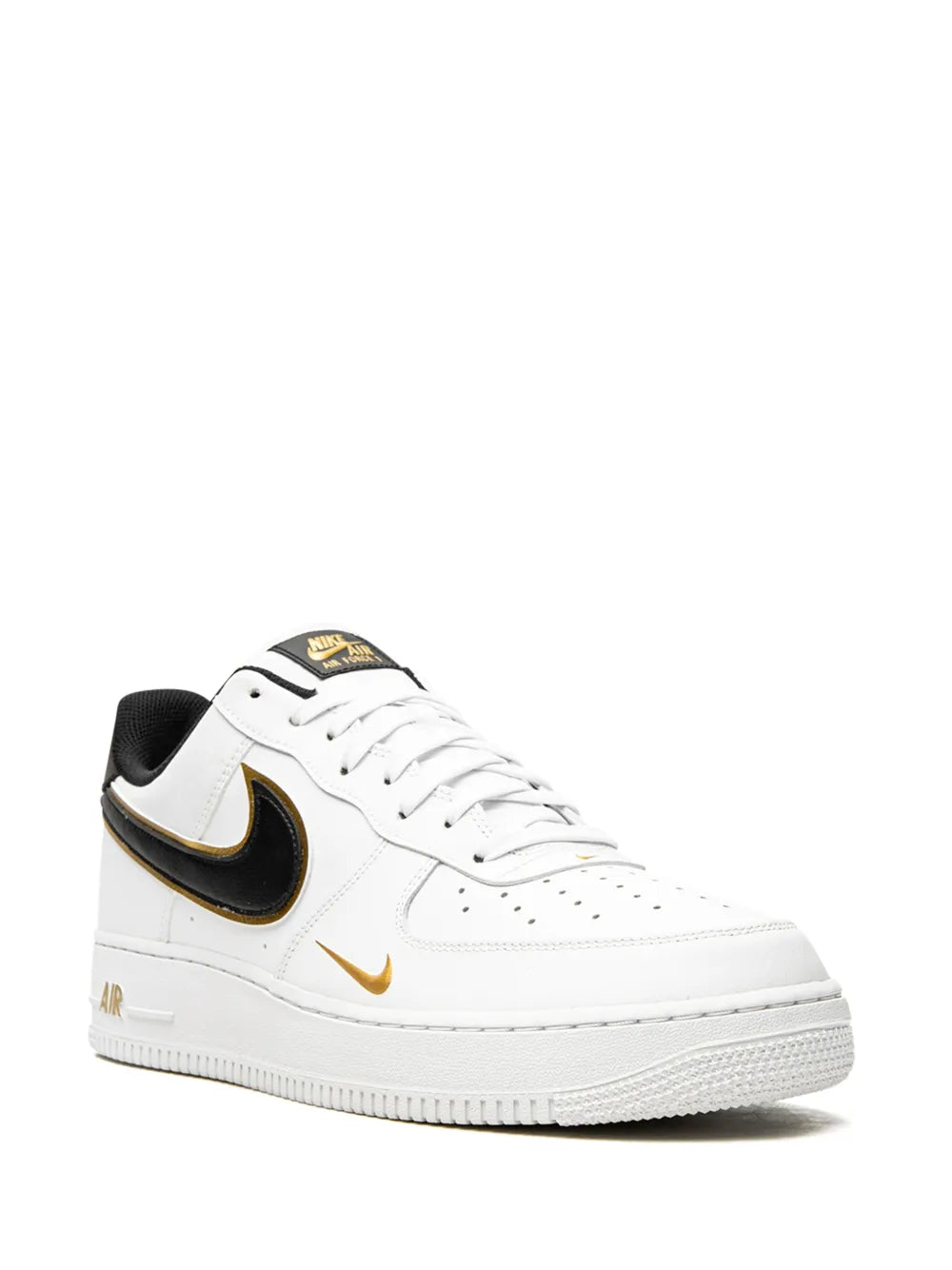 Nike Air Force 1 07 Lv8 Double Swoosh - White/Black/Gold Sneakers Grazuv Mart