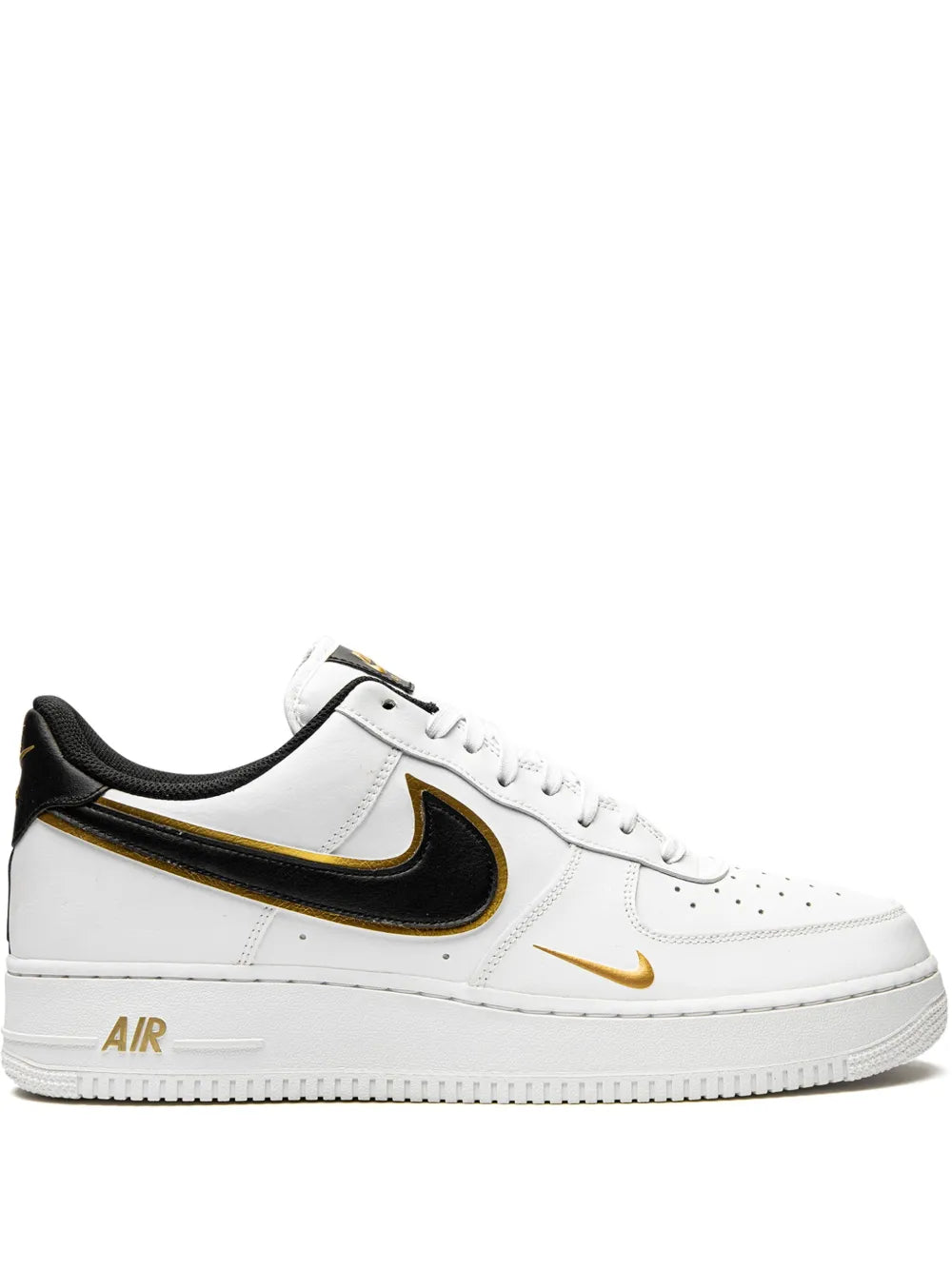 Nike Air Force 1 07 Lv8 Double Swoosh - White/Black/Gold Sneakers Grazuv Mart