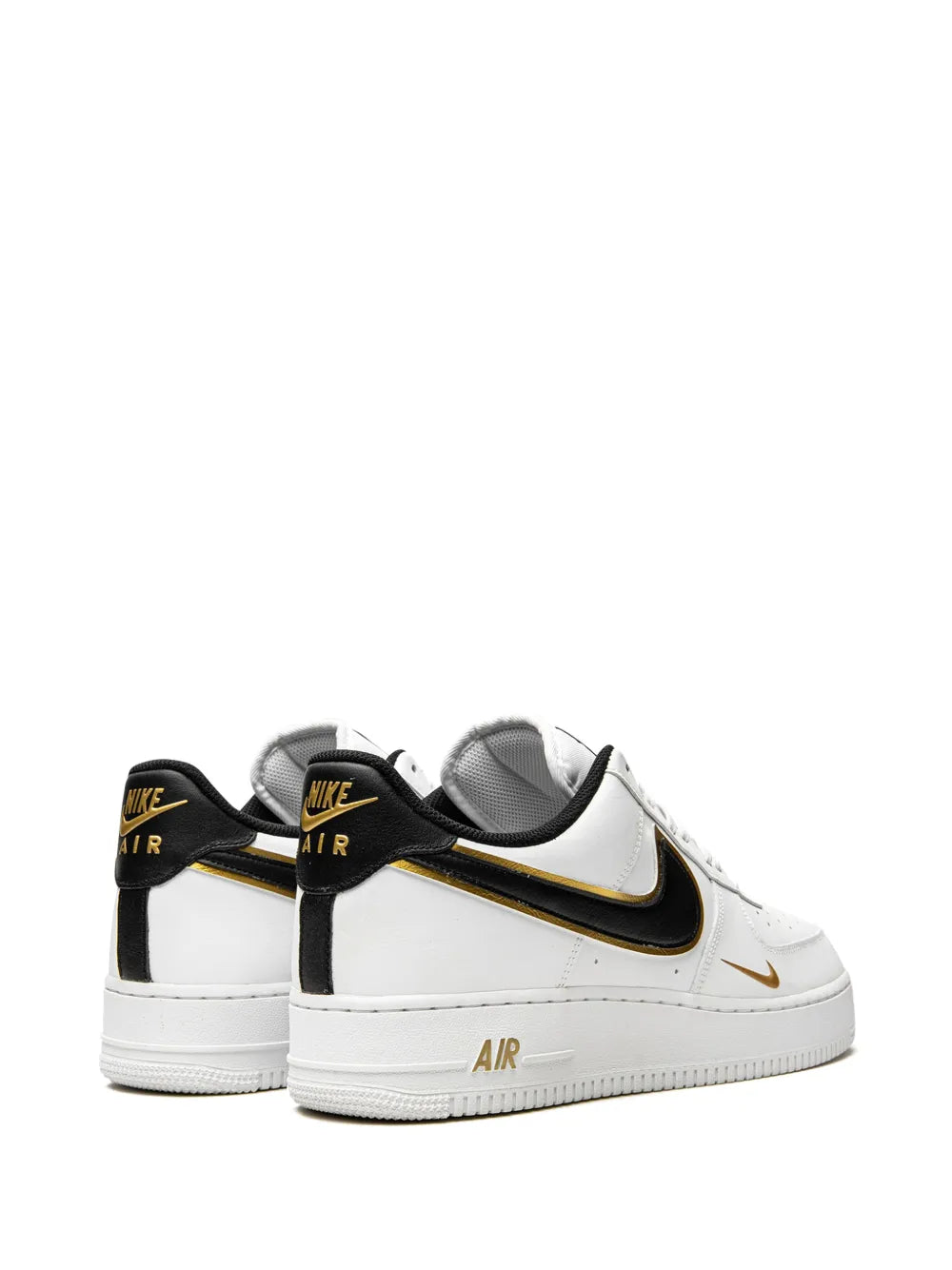 Nike Air Force 1 07 Lv8 Double Swoosh - White/Black/Gold Sneakers Grazuv Mart