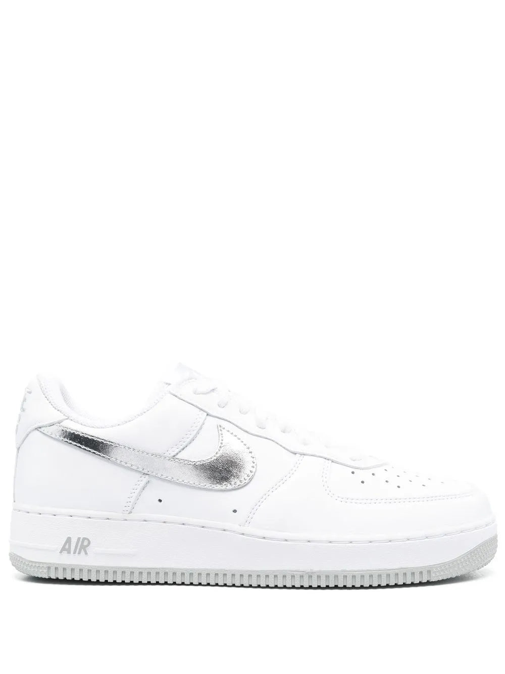 Nike Air Force 1 Low Silver Swoosh Sneakers.