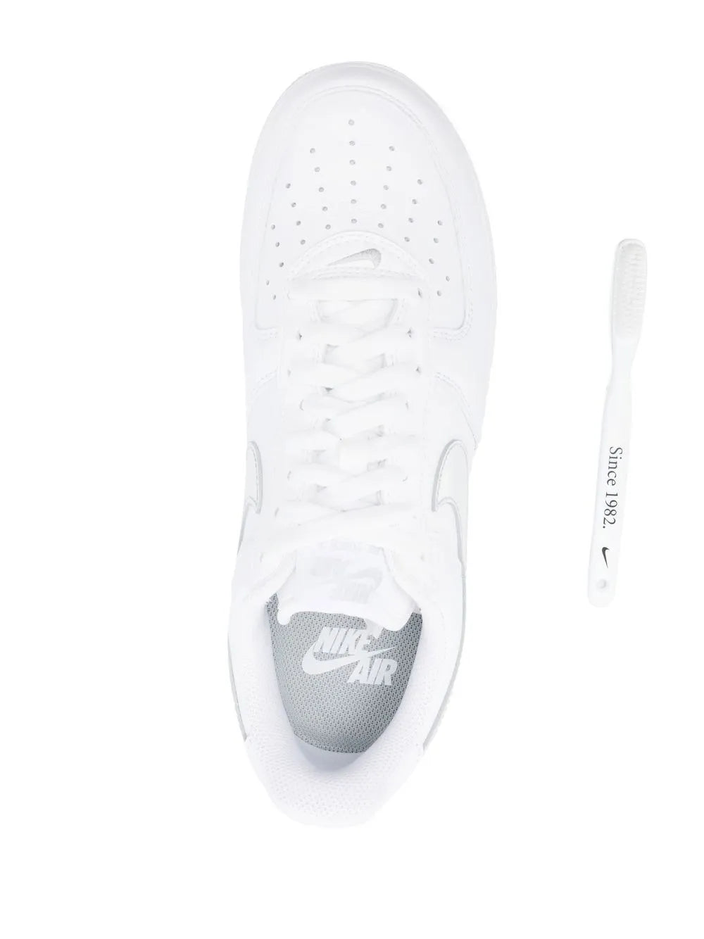 Nike Air Force 1 Low Silver Swoosh Sneakers.