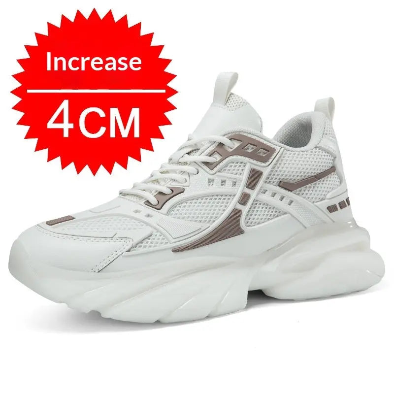 Autumn Winter Mesh Breathable Invisible Height-Boosting Casual Sneakers.