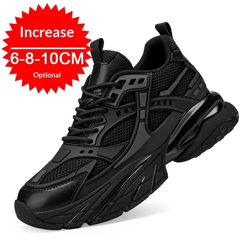 Autumn Winter Mesh Breathable Invisible Height-Boosting Casual Sneakers.
