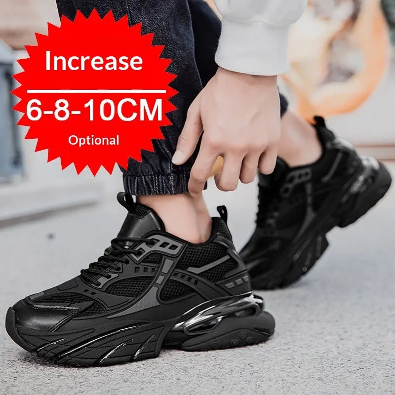 Autumn Winter Mesh Breathable Invisible Height-Boosting Casual Sneakers.