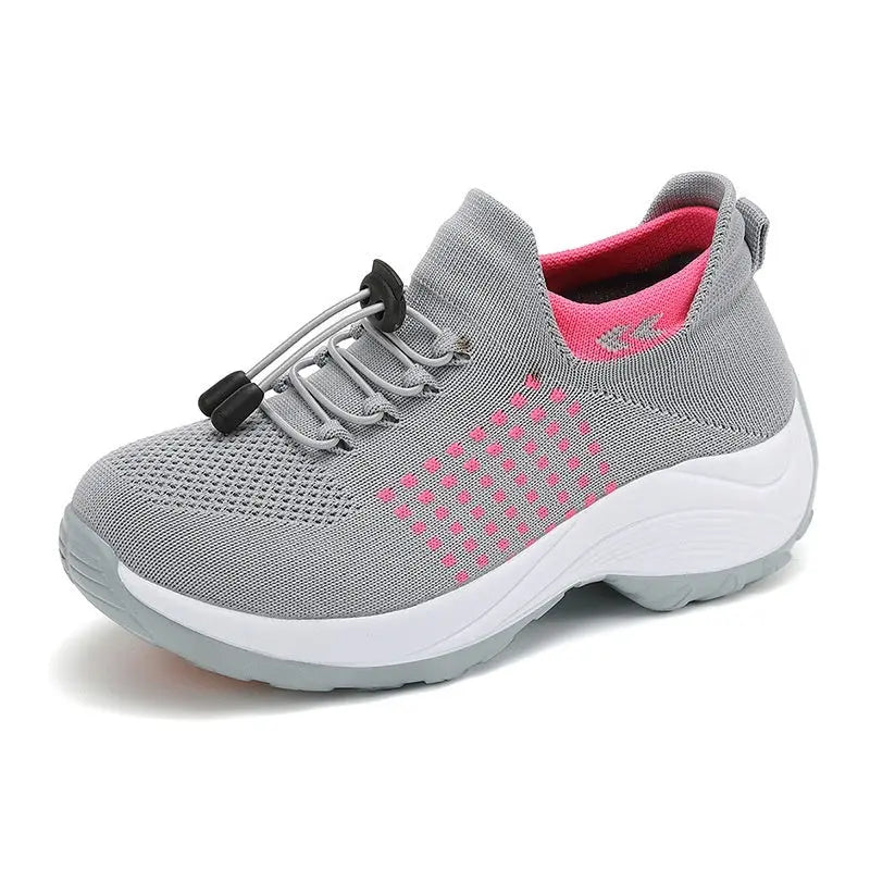 Casual Women's Flyknit Shoes With A Round Toe.
