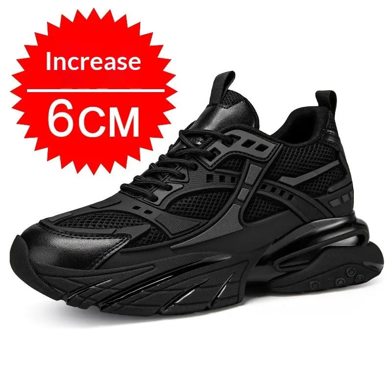 Autumn Winter Mesh Breathable Invisible Height-Boosting Casual Sneakers.