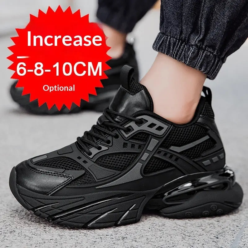 Autumn Winter Mesh Breathable Invisible Height-Boosting Casual Sneakers.