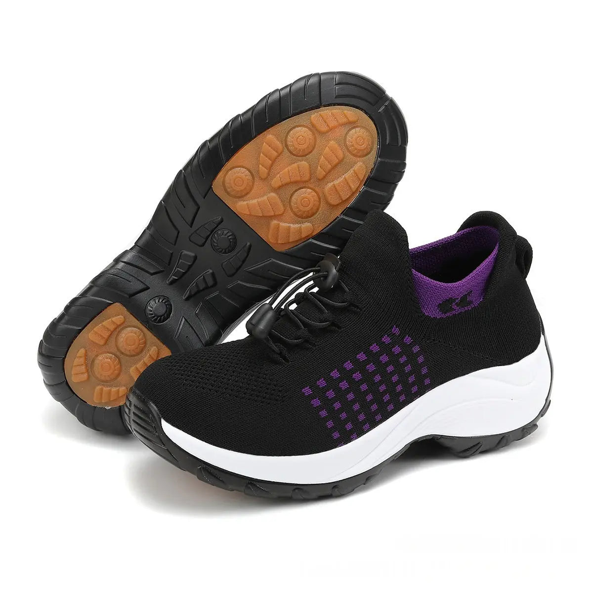 Casual Women's Flyknit Shoes With A Round Toe.
